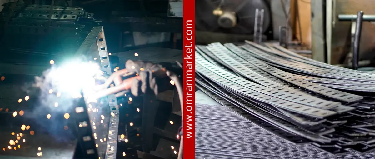 ساخت قالب بتن فلزی توسط کارگر- تسمه قالب بتن جوشی