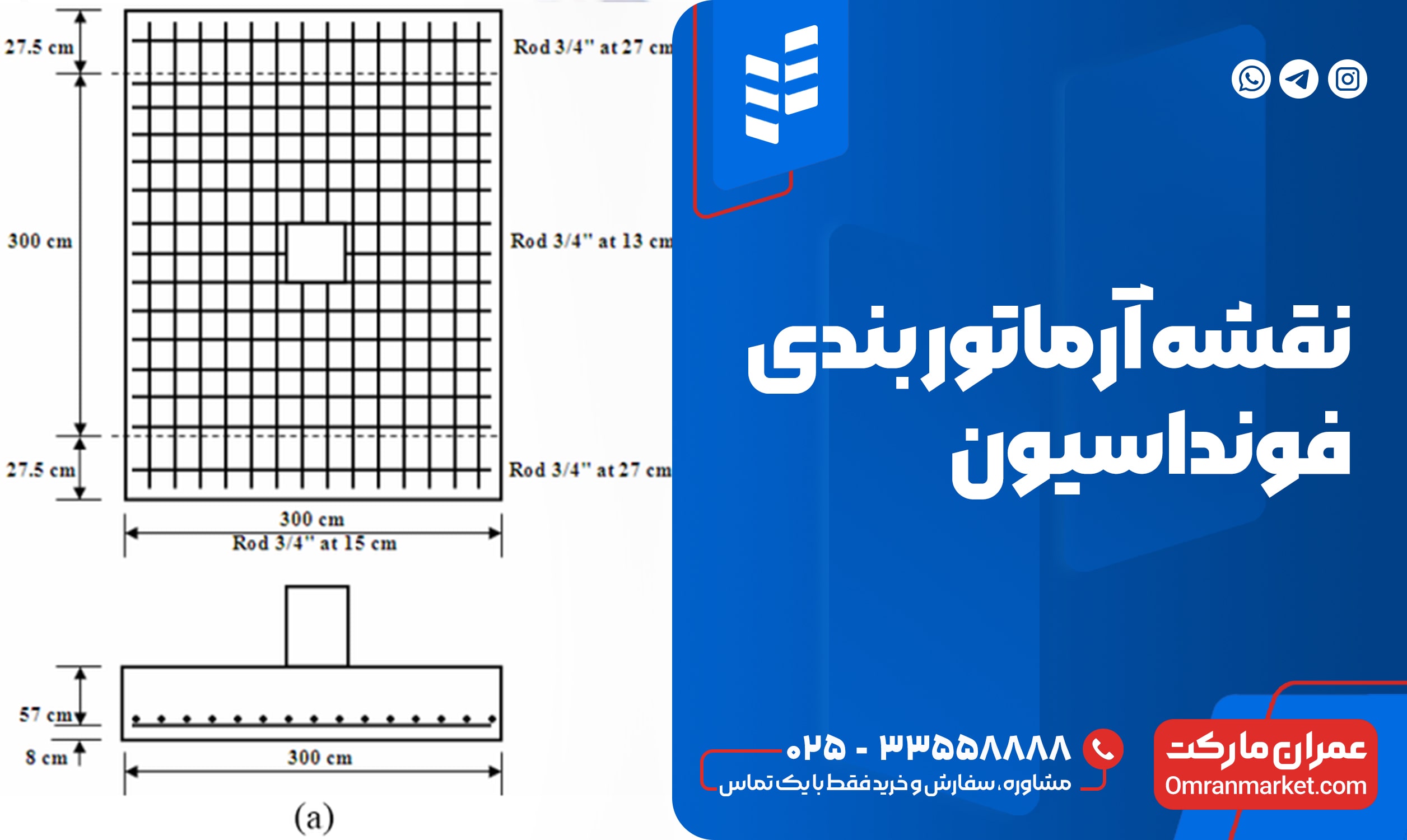 نقشه شماتیک آرماتور بندی فونداسیون بتنی